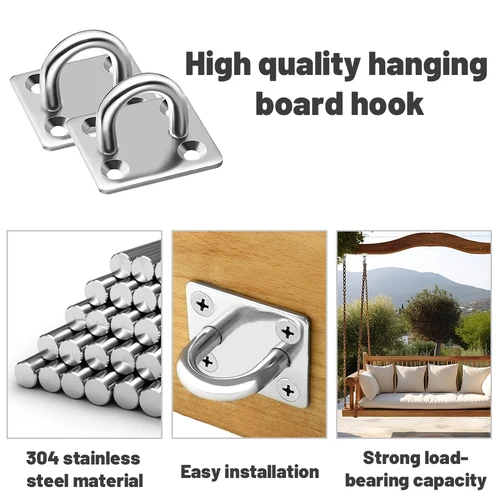 Imagen 2 del producto Gancho cuadrado de acero inoxidable 304, gancho de junta para techo, gancho resistente en forma de U, herramienta de soporte para hamaca de Yoga