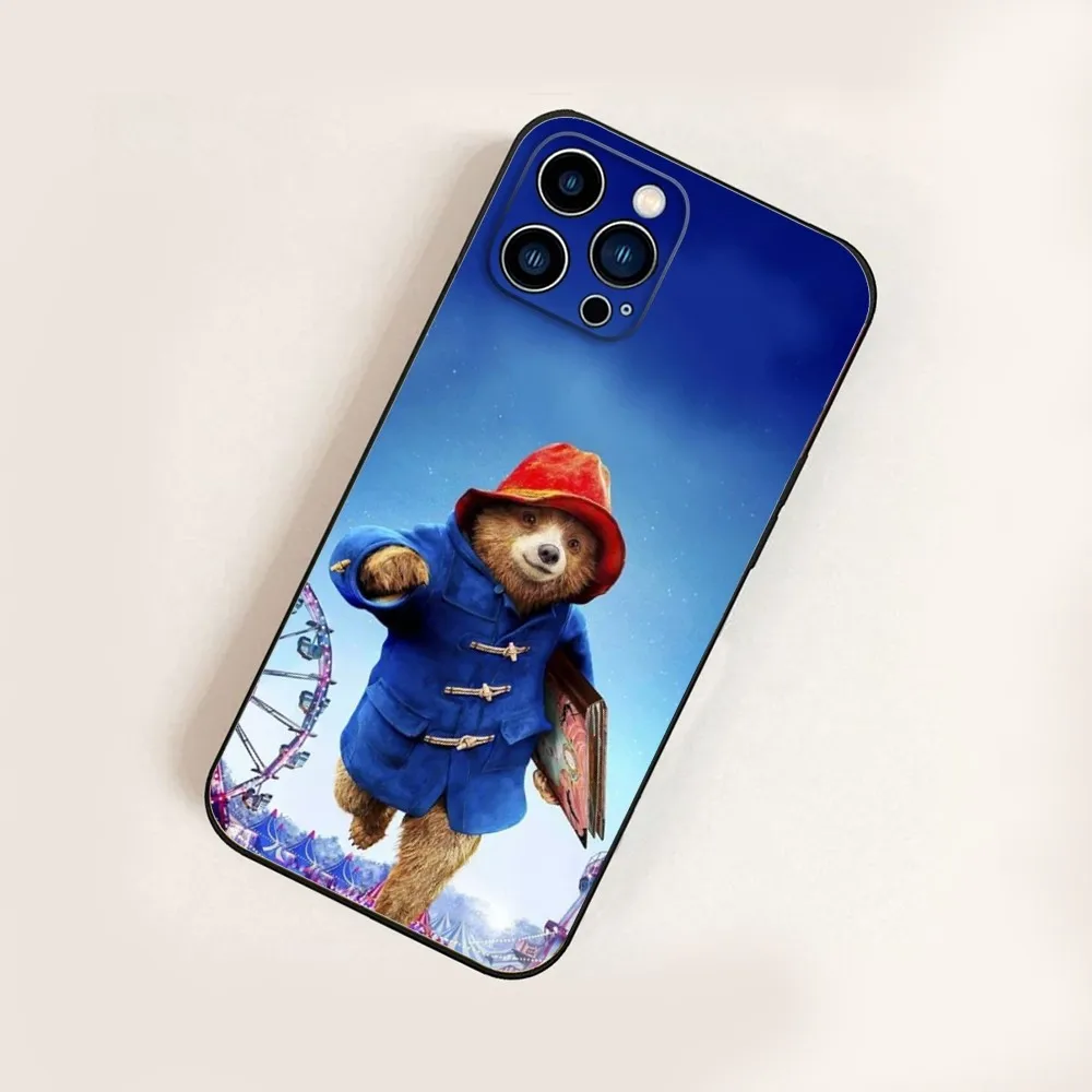 Bear P-Paddington Cute Phone Case For iPhone 16,15,14,13,12,11,Pro,X,XS,Max,XR,Plus,Mini Black Silicone Soft case