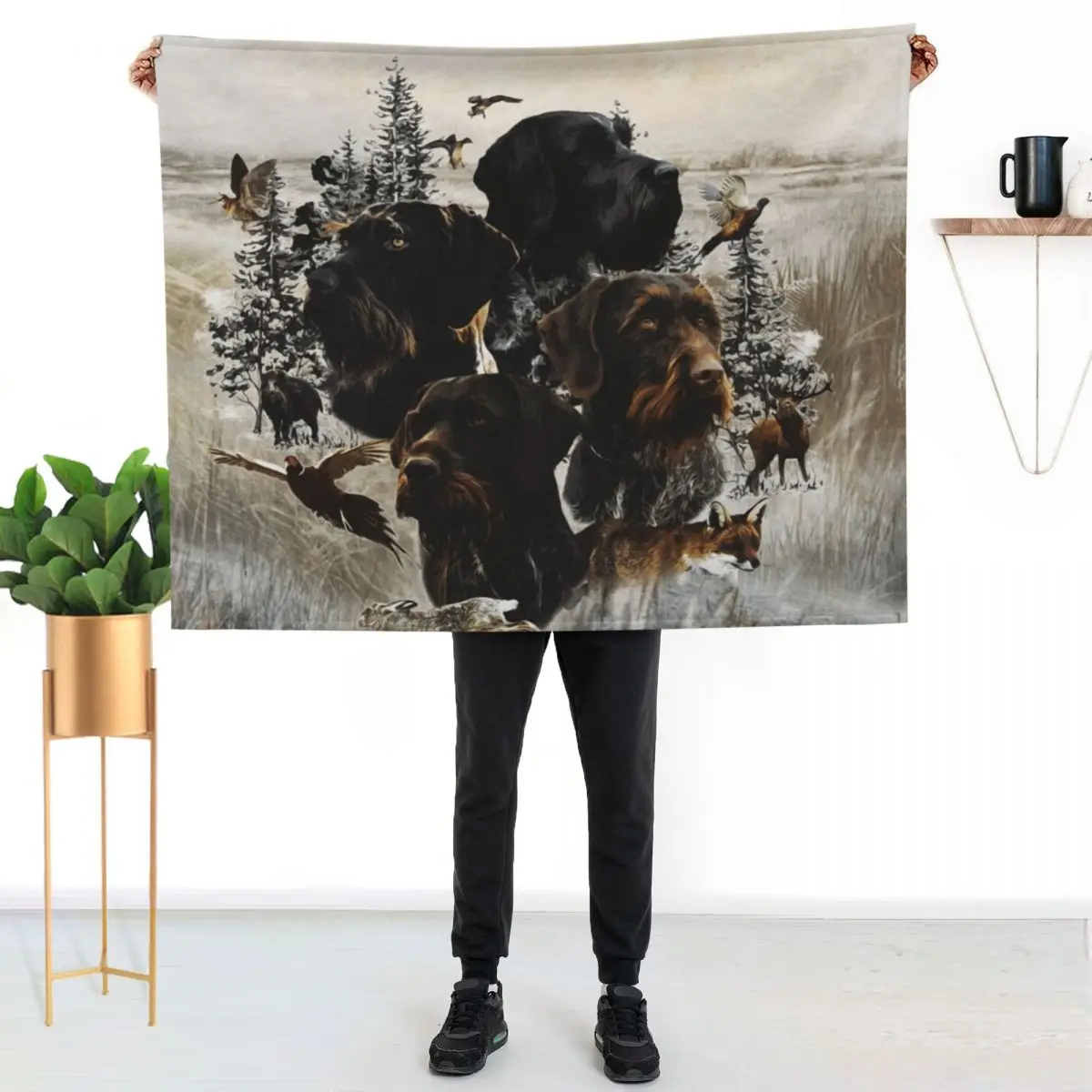 German Wirehaired Pointer , Continental pointing dog Throw Blanket for winter Luxury Luxury Brand Sofas Large Blankets