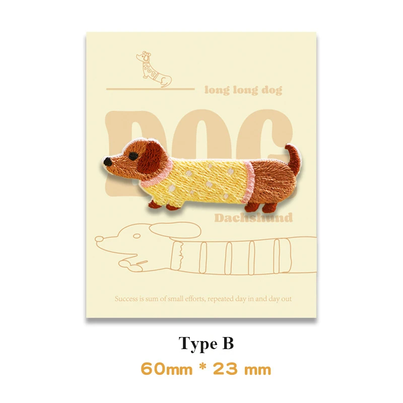 1 Piece Cute Dachshund Embroideried Dog Patches for Girls Bag DIY Small Glue Sticker for Kids Clothes Hairclip Designer