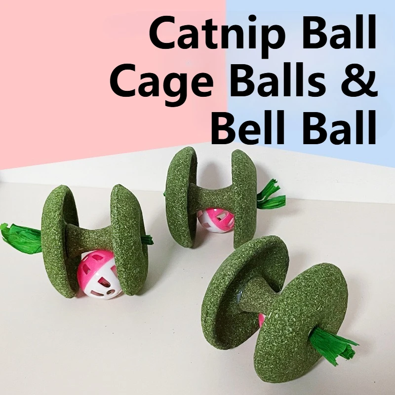 Katzenspielzeug, natürlicher Katzenminze-Ball, Käfigball und Glockenball für Hauskatzen, Kätzchen, Zahnreinigung, Backenzahn, Matatabi, Katzen-Kauspielzeug für alle Rassen