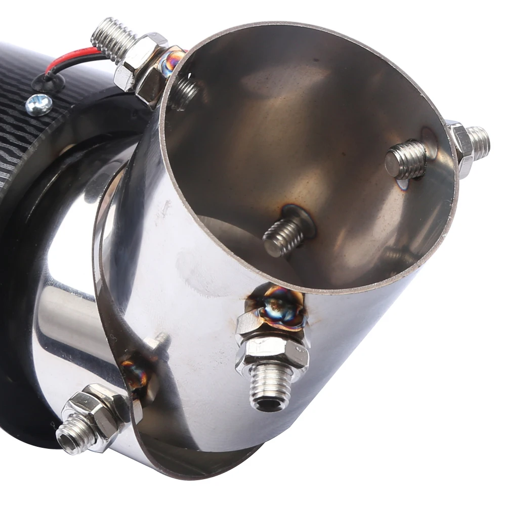 Adjustable Angle Exhaust Tip - Stainless Steel w/Carbon Fiber ABS Shell 63mm ID/89mm OD Universal Fit for Car SUV Truck Bolt-On