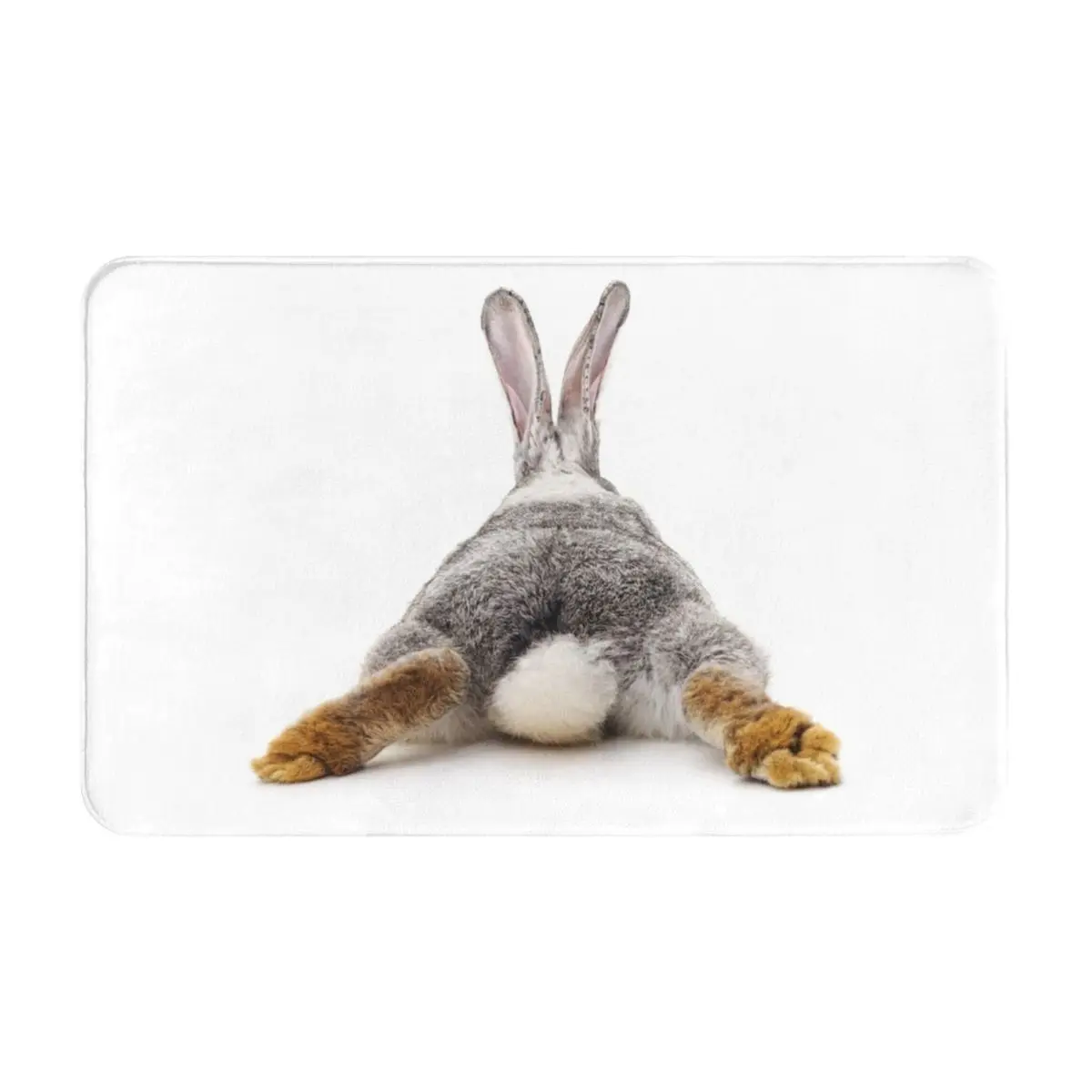 

Plush Flannel Non-Slip Area Rug Just Relax Rabbit - View From Behind Comfortable and Durable Floor Mat for Home and Office