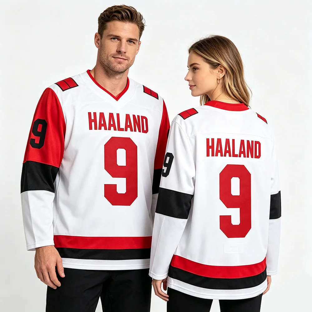 Erling Haaland 2026 MVP Hockey Jersey Number 9 Women Men's Sports Quick Dry T Shirt Breathable Short Sleeve Oversized Top Casual