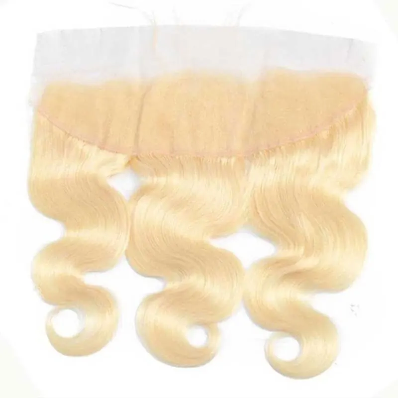 Perruque Body Wave transparente avec cheveux de bébé, dentelle transparente HD, fermeture d'oreille à oreille, document blond, #613, 13x4