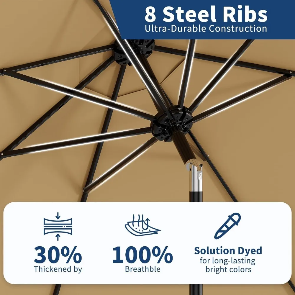 10 ft Patio Umbrella with Crank & Tilt - Sturdy Outdoor Table Umbrella for Pool, Deck, Garden