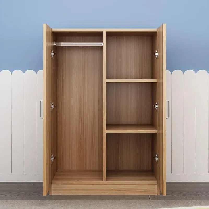 for Economical Solid Wood Clothing Storage Easy Assembly Simple Bedroom Wardrobe for Rental House Household Use