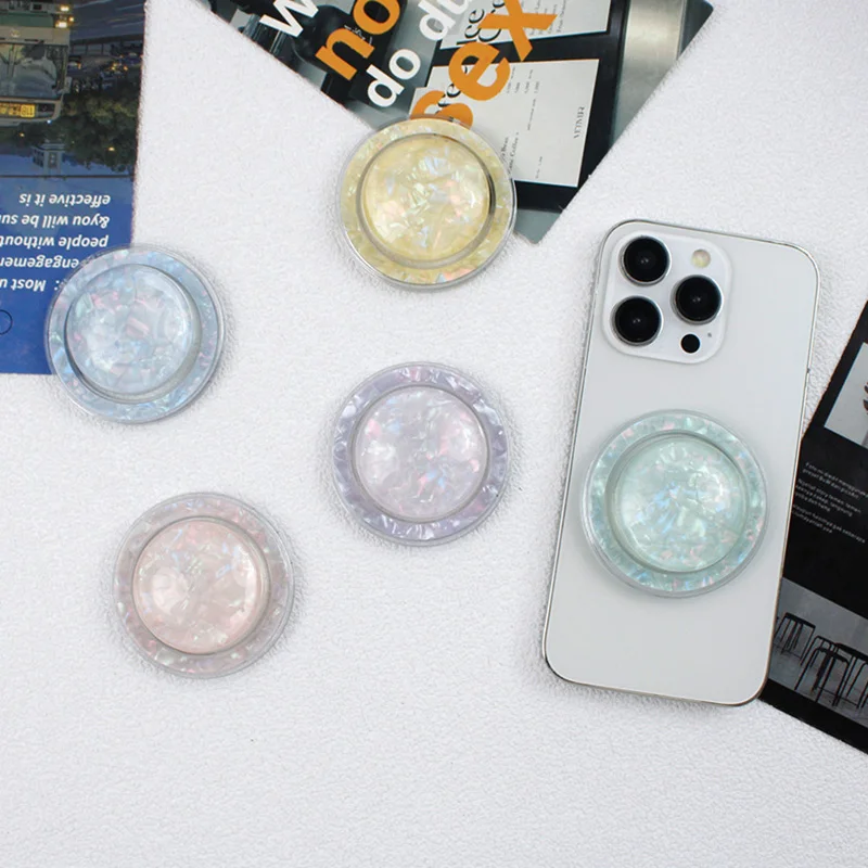 Luxury Shinny Seashells For Magsafe Magnetic Mobile Phone Grip Bracket Stand Holder INS Spherical Coloful Round Pattern Support