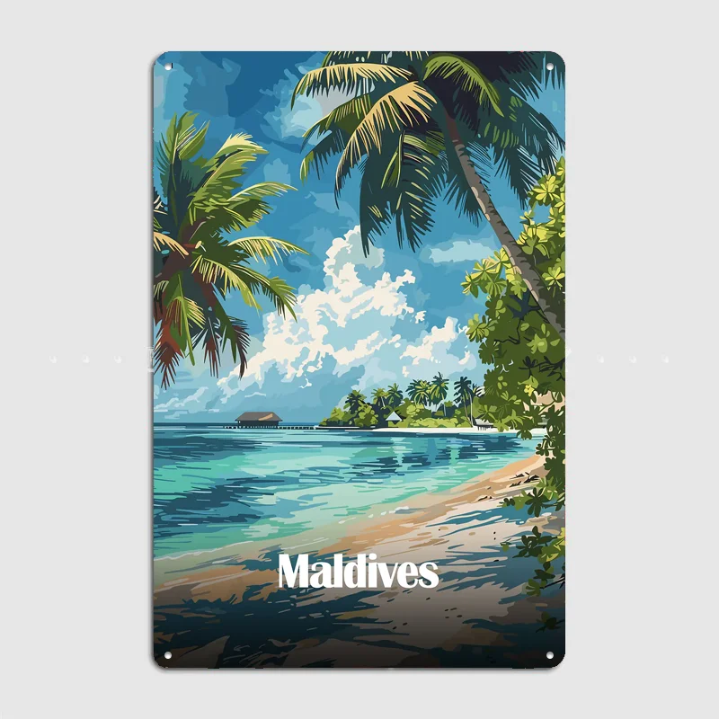 Maldives Tropical Beach Paradise Metal Custom Sign Living Room Wall Indoor Decor Room Decoration Bedroom Posters Home Decor