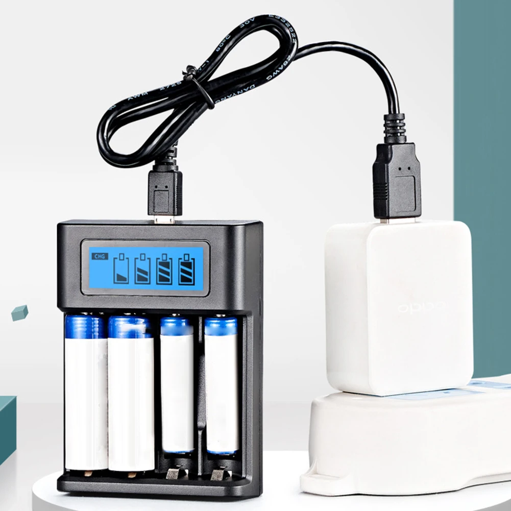 4 Slots LCD Display AA AAA Rechargeable Battery Charger Independent Slot Fast Charger for NI-MH /NI-CD 1.2V Rechargeable Battery