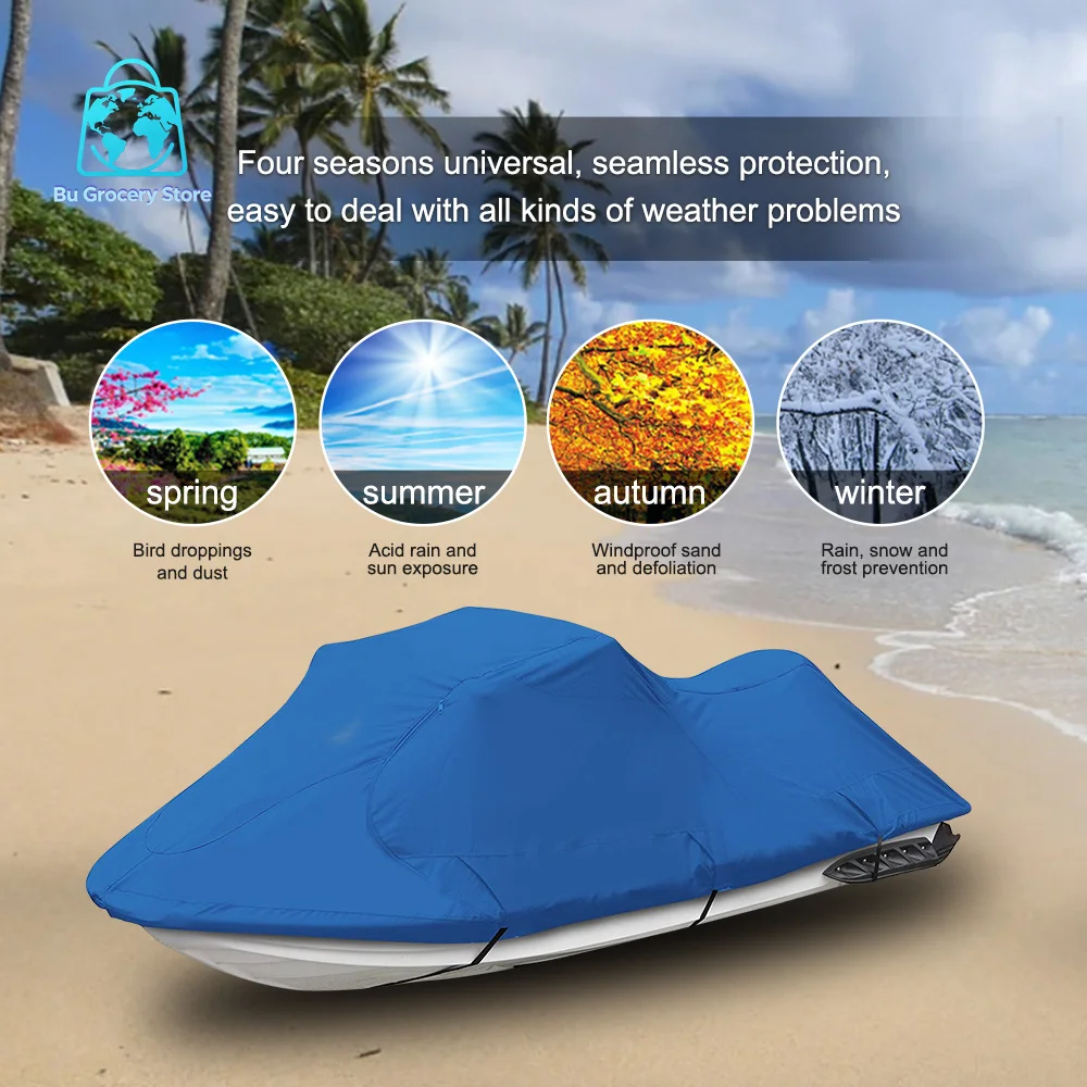Jetski Boat Cover 600D/420D Waterproof Uv Protection Oxford Cloth Cover for Motorboat V-boat Speedboat Yacht Outdoor Dustproof