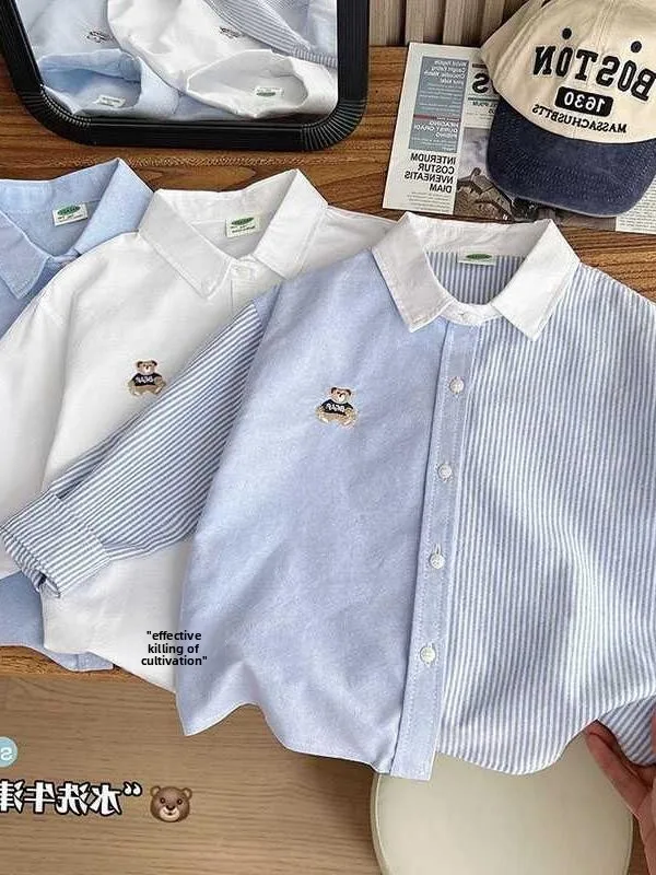 

Хлопковый длинный све irt для мальчиков, повседневный цветной дизайн, весенний модный белый топ, детский Ne Regular Length