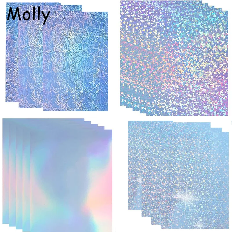 10/20pcs Printable Holographic Sticker Paper A4 Rainbow Vinyl Sticker Paper DIY Self-adhesive Paper for Laser Inkjet Printing