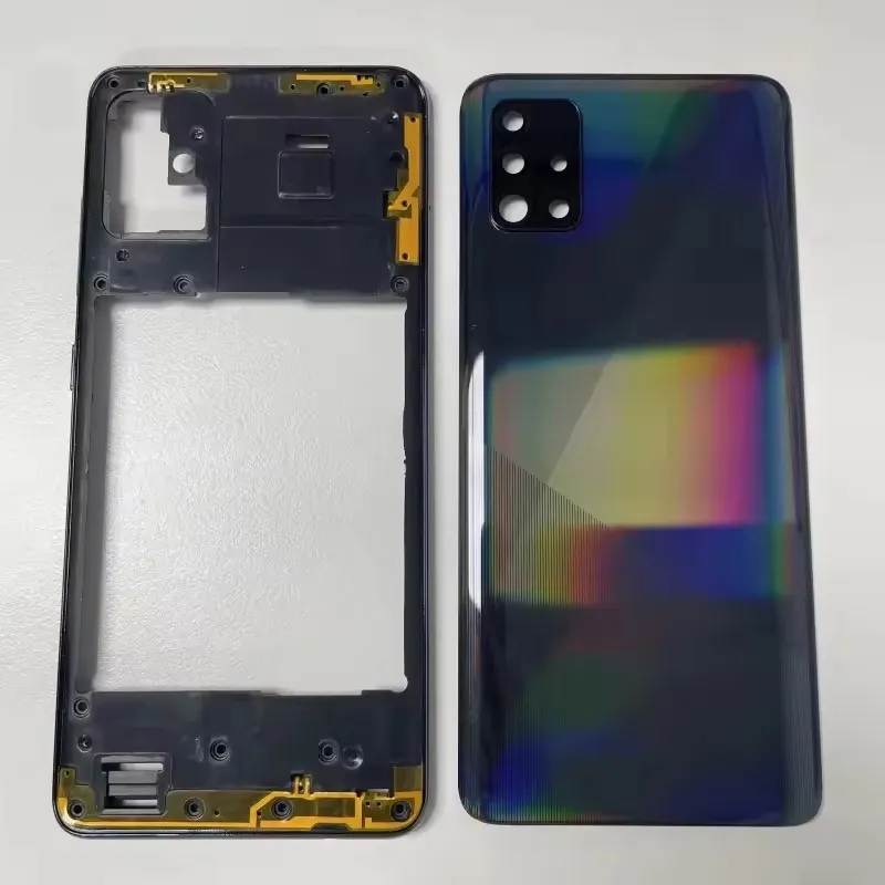 Full Housing For Samsung Galaxy A71 2020 A715 A715F A51 A515 Middle Frame +Battery Back Cover Rear Door Cover With Camera Lens