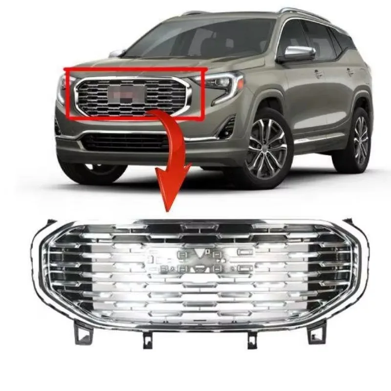 Front Upper Grille Car Chrome Chrome Denali Style for GMC Terrain 2018 2019 2020 2021 Accessories Parts Clip Installation