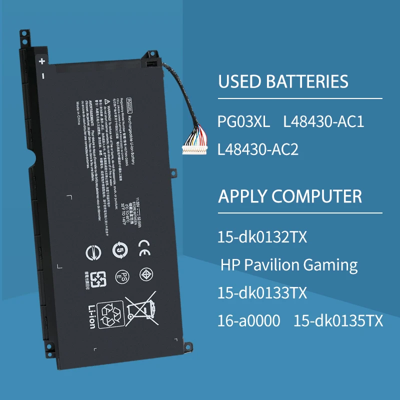 Bateria para HP Pavilion Gaming 15-DK, Dk0003nq, 15-dk0020tx, 15-ec, 15-ec0000, OMEN 5X, FPC52, HSTNN-DB9G