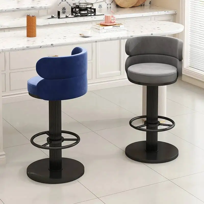 

Home Designer Bank Reception Bar Stool High Nordic Backrest Kitchen Counter Stool Modern Island Chair Cadeira Furniture XR50BY