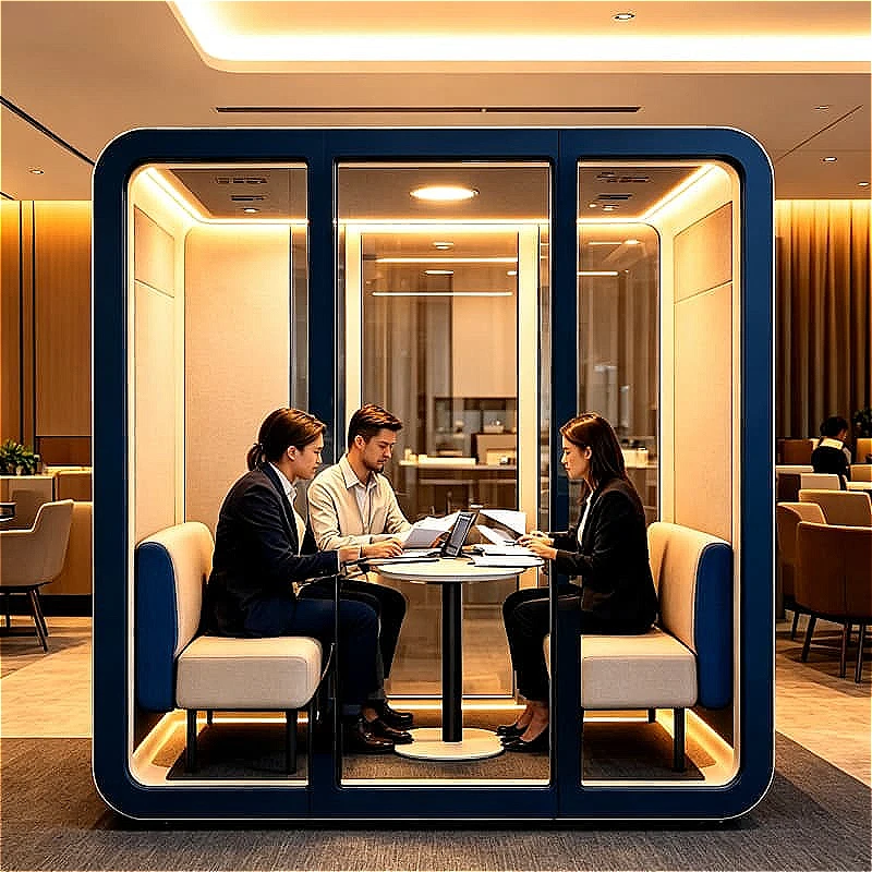 Meeting Booth Soundproof Office Pod Acoustic Room For 4 Person Conference Interview Group Discussion Customized