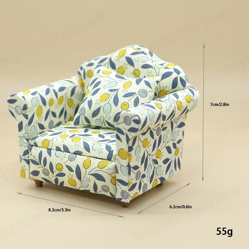 1:12 Miniature Furniture Model, Micro Single Sofa with Striped Fabric