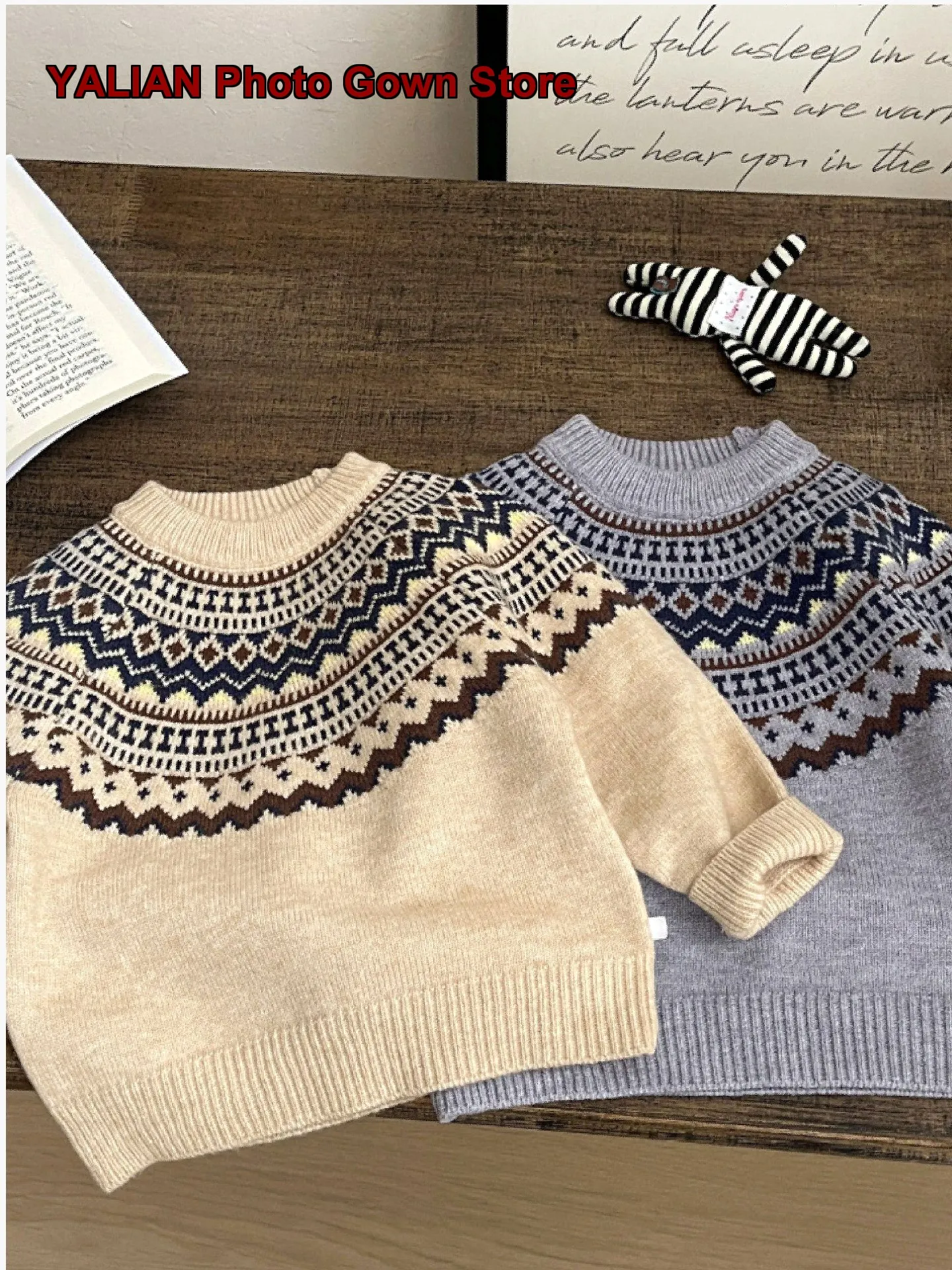 Korean Style Boys Early Spring Fair Isle Knit Top Children Fashionable Spring Kids
