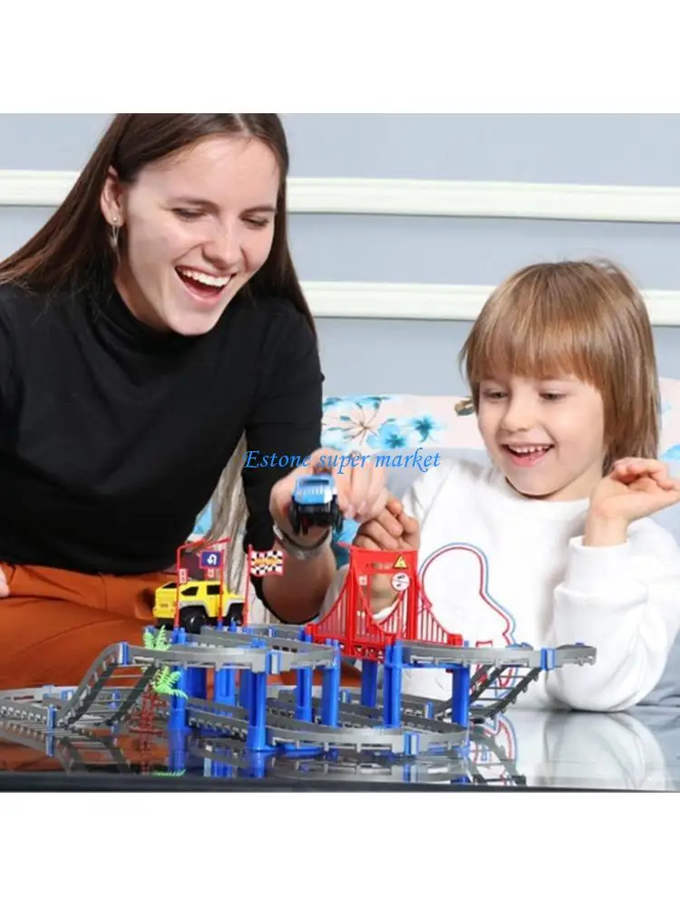 090B Railway Road Auto Auto Set giocattolo assemblaggio liberamente giocattolo resistenza forte per bambini