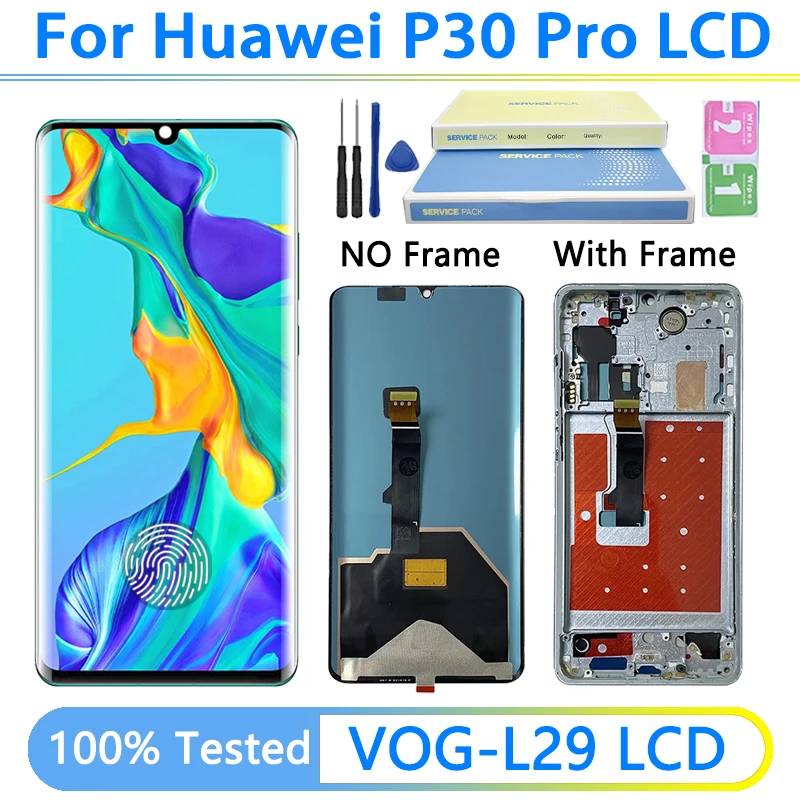 Pantalla OLED para Huawei P30 Pro con huellas dactilares para Huawei P30 Pro VOG-L29 VOG-L09 montaje de digitalizador con pantalla táctil Lcd