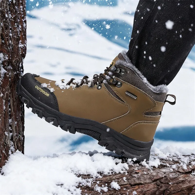 

YRZL Thermal Snow Hiking Boots for Men Winter Anti Slip Waterproof Boots Warm Lined Lightweight Comfortable Outdoor Work Shoes
