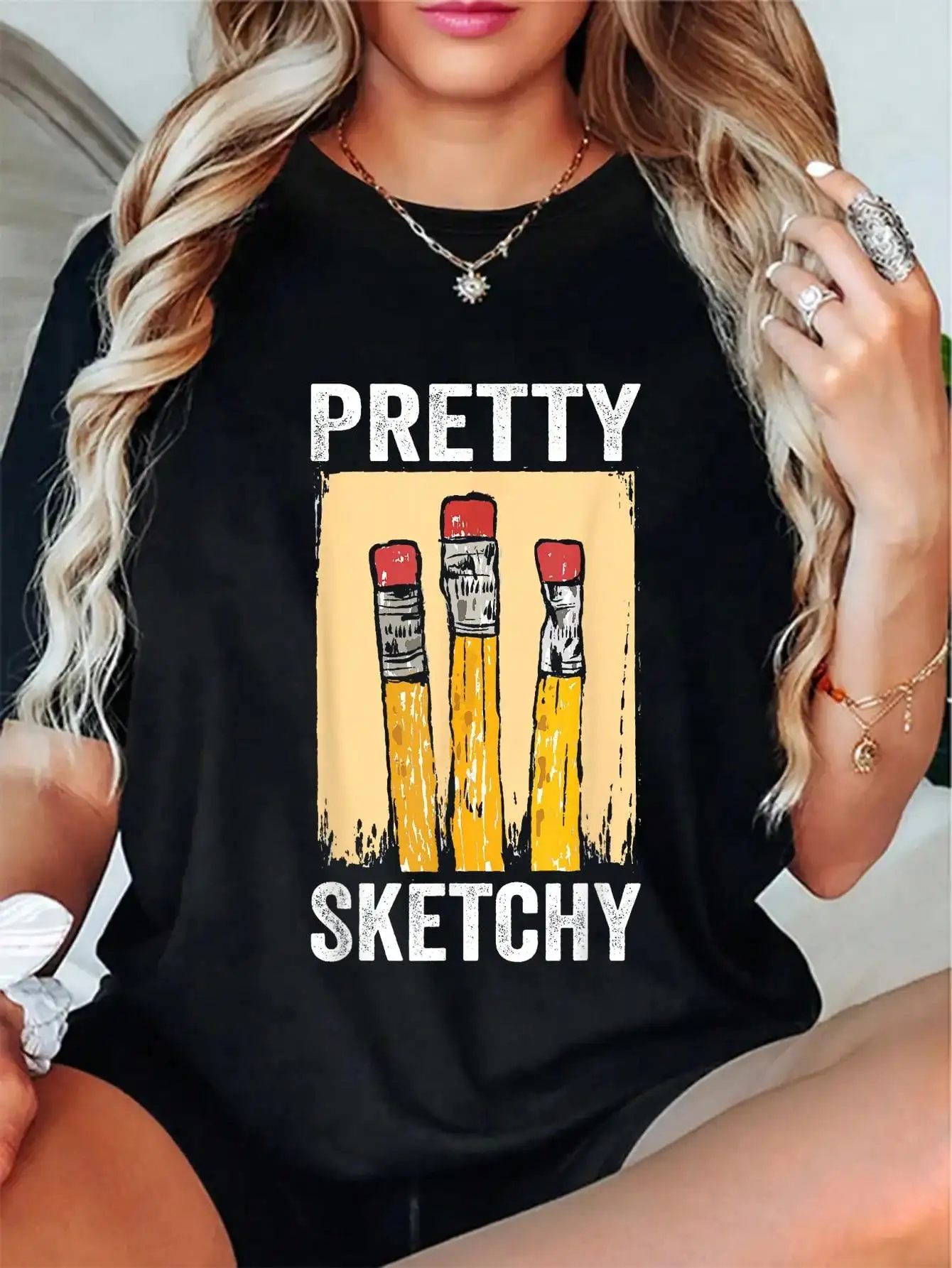 

100% Cotton Casual Tshirt Pretty Sketchy Artist Pencils Sketch Sketching Paint Artist T-Shirt