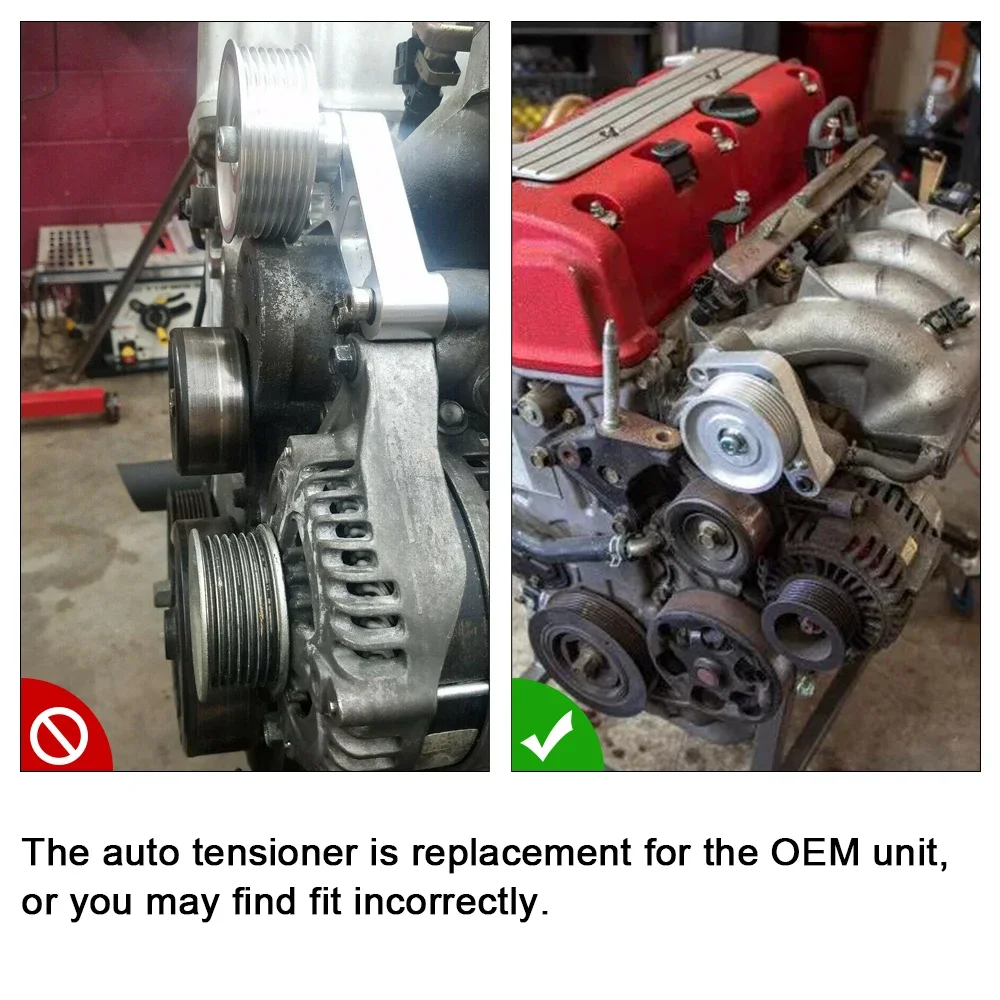 RESO--Adjustable EP3 Pulley Kit  All K20 & K24 Engines with Auto Tensioner Keep A/C Installed  For Honda 8th 9th Civic  RSC346