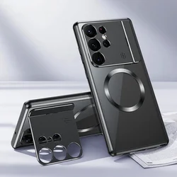 For Samsung Galaxy S24 S22 S23 Ultra Case ,Aluminum metal frame Magnetic Magsafe car phone holder Perfume Protective back Cover