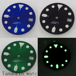 29mm Watch Dial Fit for NH35 NH36 Automatic Movement Green Luminous Date Window Stainless Steel Blue/Black/Green Color