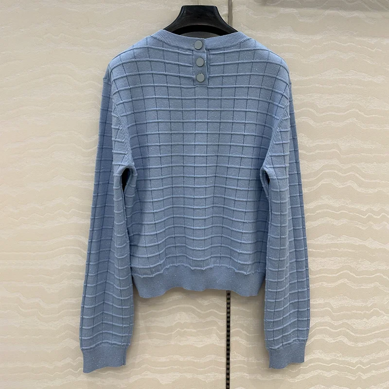 

High-quality three-dimensional checkered metal fastener women's sweater - popular pullover clothes 251020123