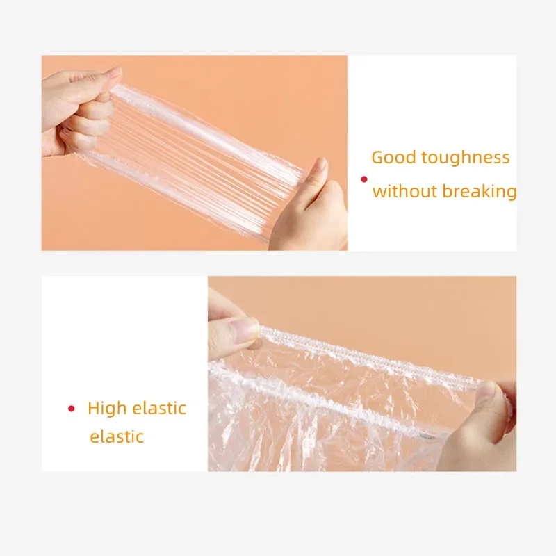 100/200/500Pcs Disposable Food Cover Food Grade Elastic Plastic Wrap Kitchen Fresh Keeping Organizer Bags