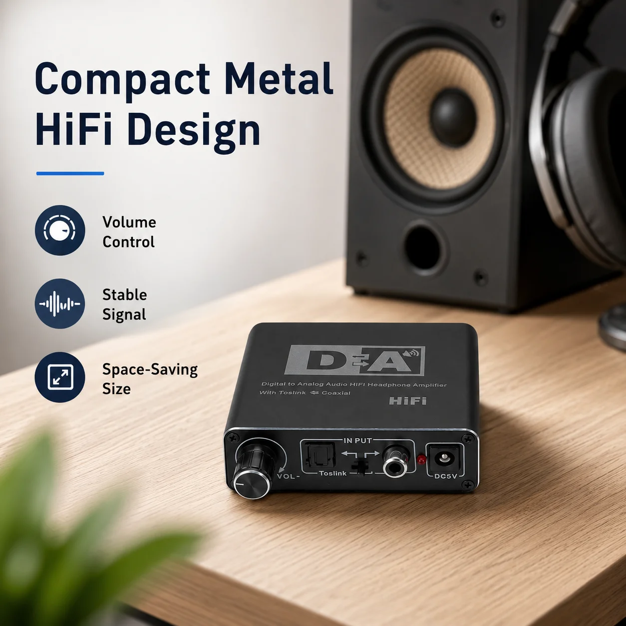 

192KHz HiFi DAC Amp Digital to Analog Audio Converter RCA 3.5mm Jack Headphone Amplifier Toslink Optical Coaxial Output DAC