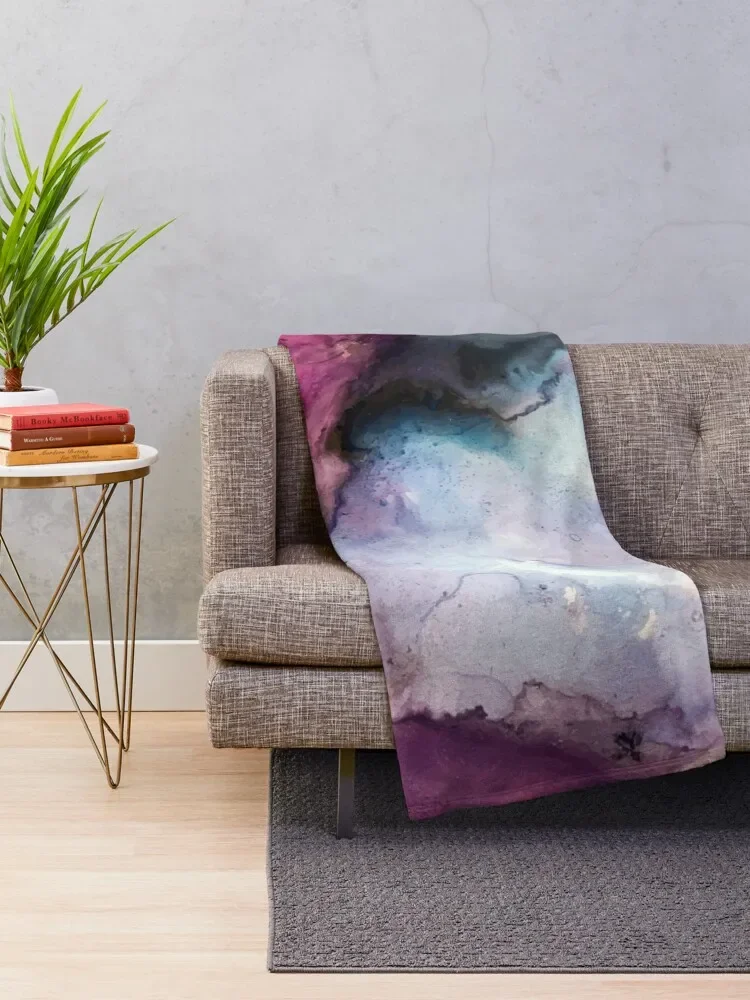 Purple Fusion - Mixed Media Painting Throw Blanket Luxury Designer Beautifuls Moving Plaid on the sofa Blankets