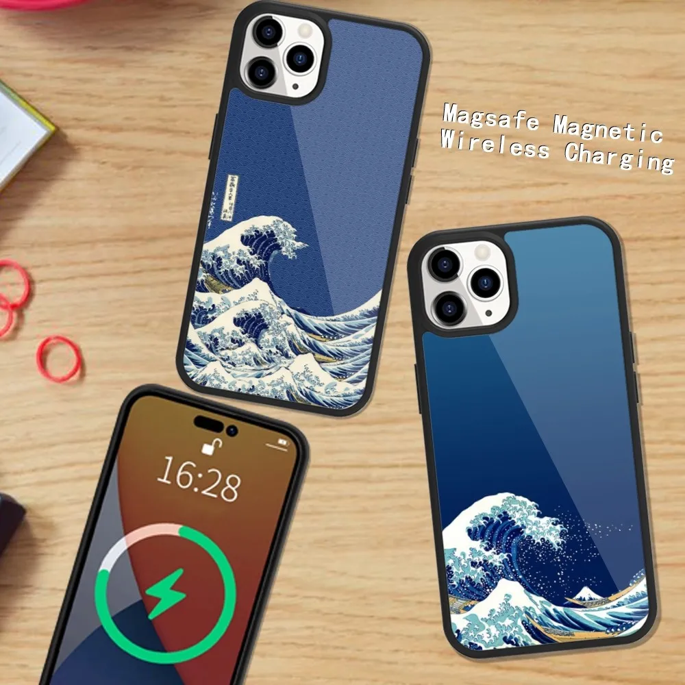 Great Wave off Kanagawa Katsushika Hokusai Phone Case Magsafe Magnetic For iPhone 15 14 13 12 11 Plus Pro Max Wireless Charging