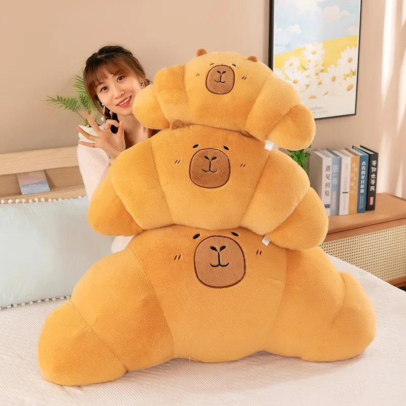 

Kawaii Plush Toy Capybara Baking Croissant Baguette Stuffed Doll Kids Birthday Gift for Girls Cuddly Pillow Soft Animal