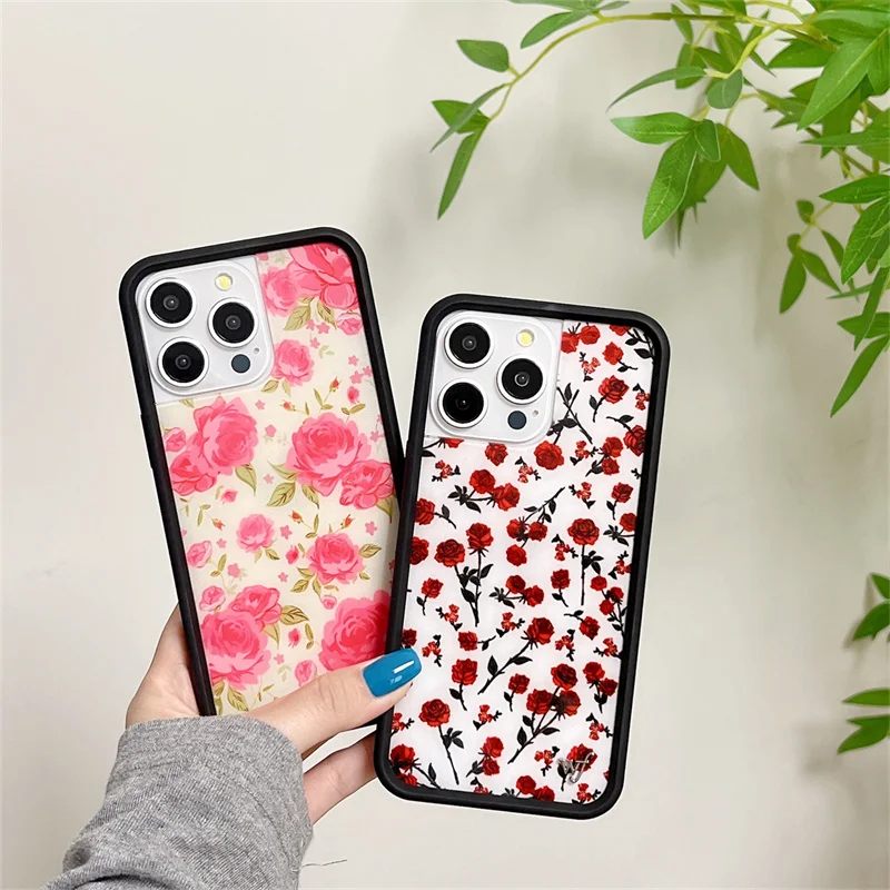 Wildflower 3D Various Colors Screen Of Flowers Phone Case for iPhone 15 14 13 Pro Max WF Cute Shockproof PC Back Cover Funda