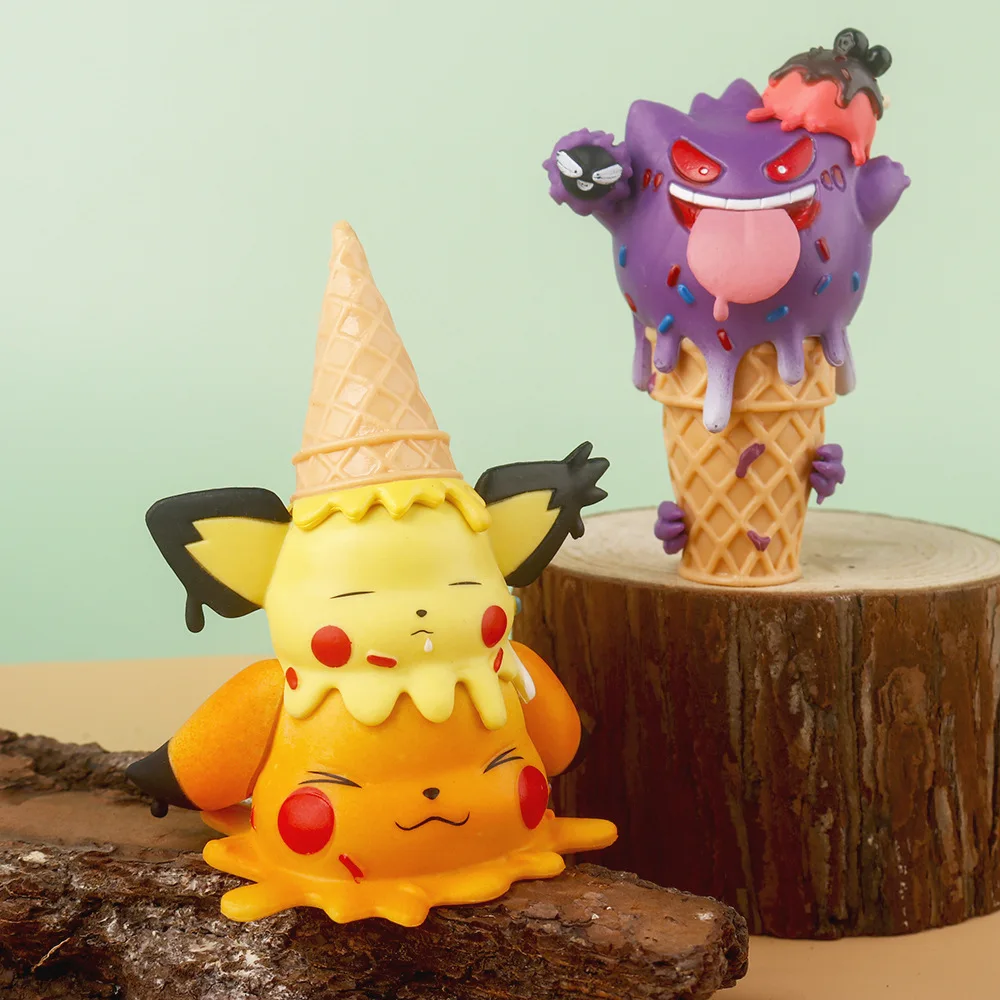 Hot Pokemon ice cream  Anime figure model Action Figure Pikachu Gengar Model Toy Cartoon Collectible Doll For Kids Gifts