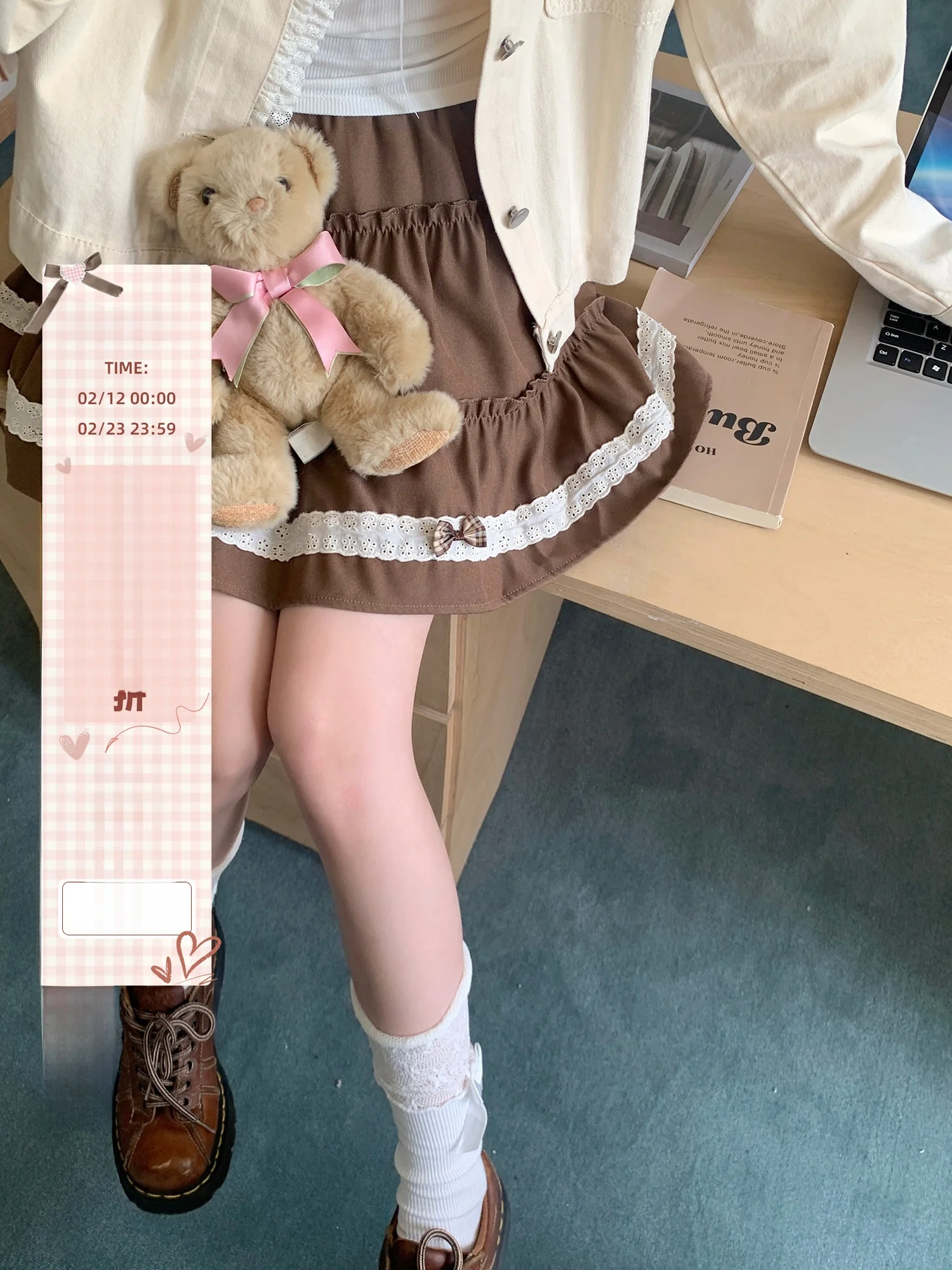 

Юбка Bibi Bency с кружевной отделкой, женская, А-силуэт, средней длины, из полиэстера и нейлона, для повседневной носки, осенний сезон