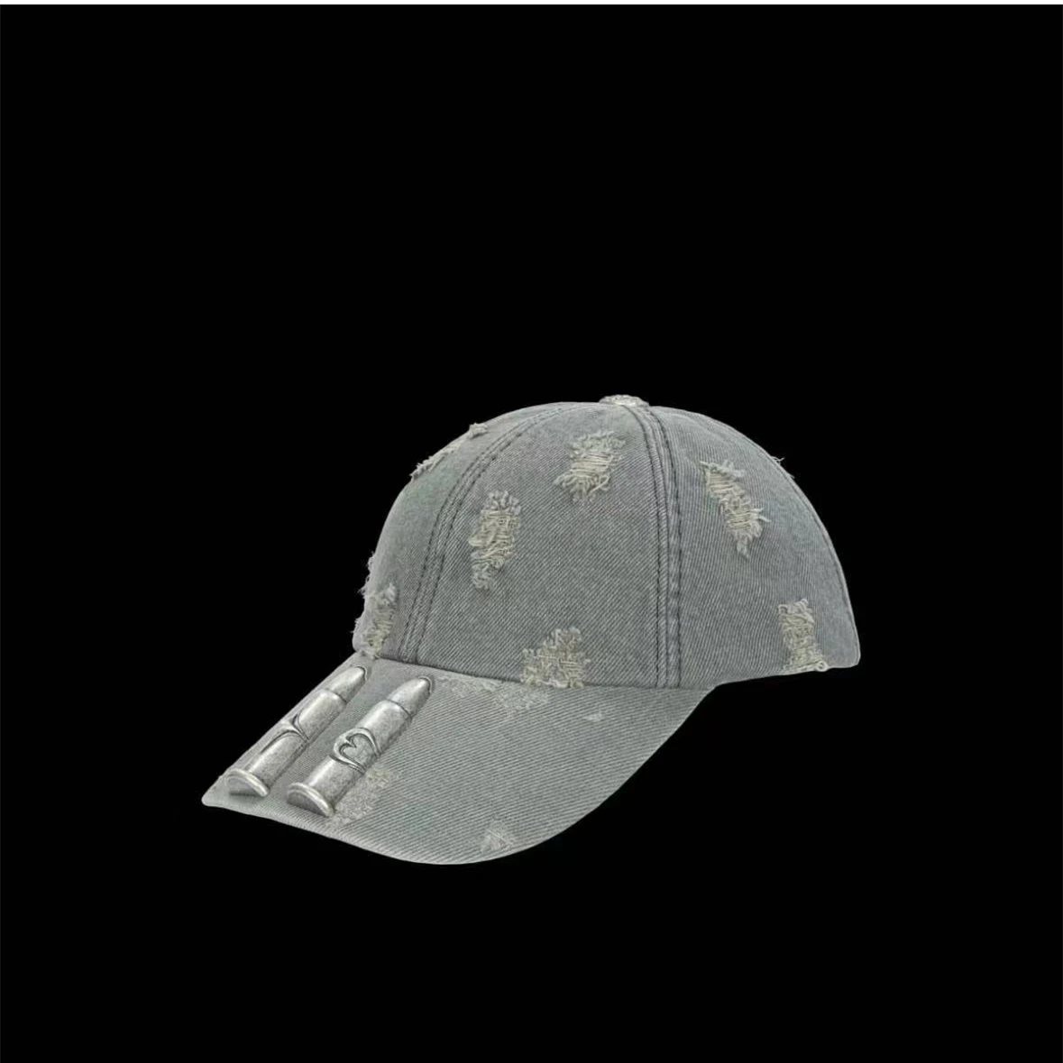 High Street Thug Club Dual Bullets Ripped Vintage Peaked Cap Fashionable Versatile Sunscreen Washed Baseball Cap