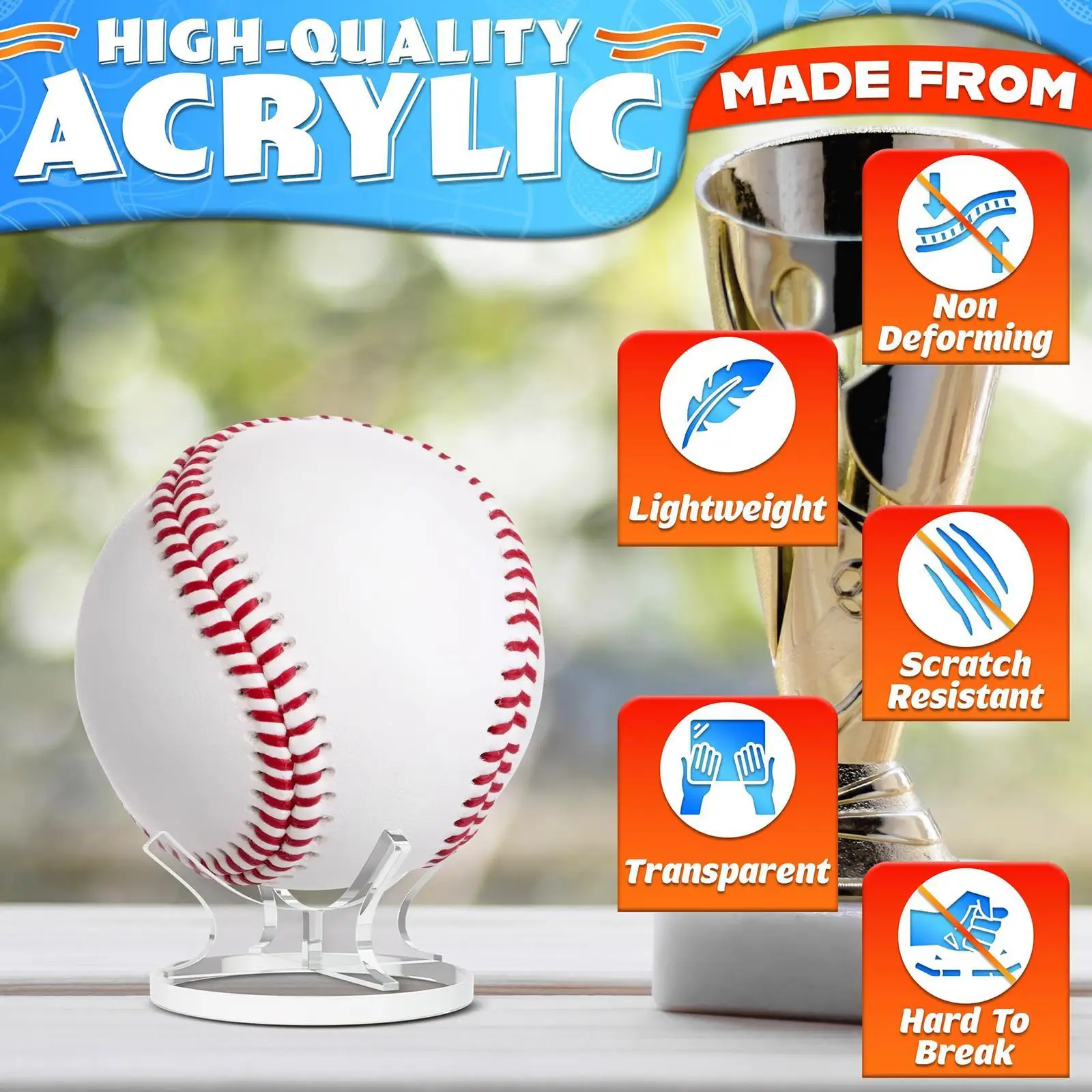 

Подставка для бейсбола, прозрачная защита, декоративный акриловый держатель для бейсбола для сфер, мяч для гольфа, софтбол, теннис, бейсбол