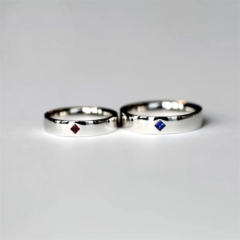 Esmeraldas naturales con incrustaciones de plata, rubíes, zafiros, anillos de pareja personalizados hechos a mano de diseñador, anillos de boda, regalos y regalos navideños