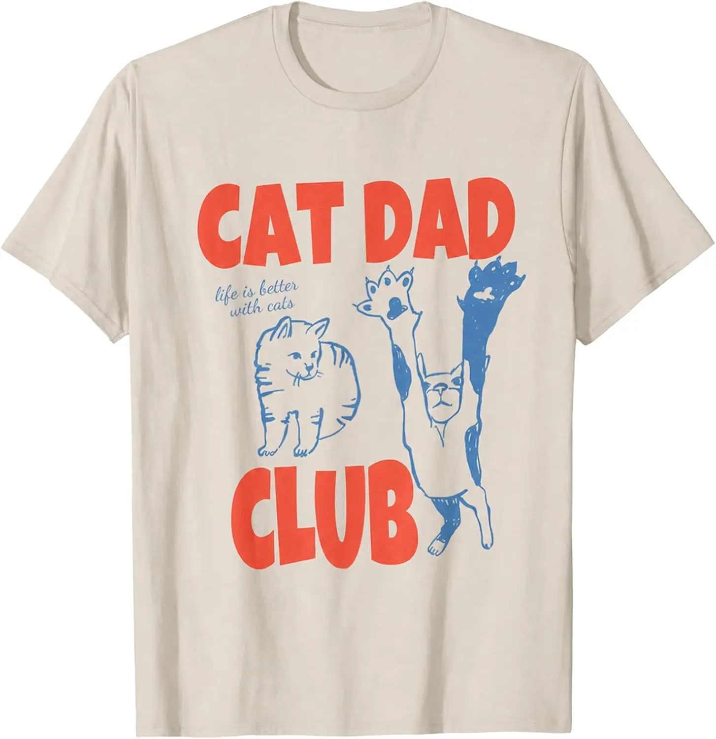 Cat Dad Club Shirt for Men Funny Cat Lover Graphic Tees DADA T-Shirt Dad Gift Summer Short Sleeve Tees