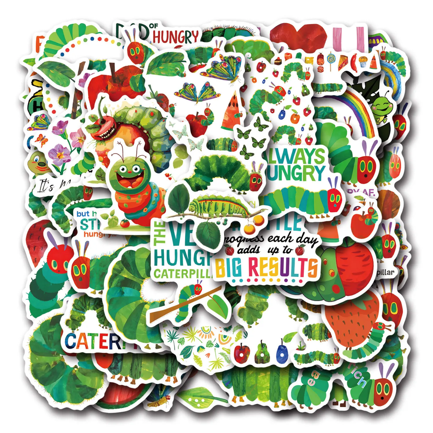 55/110PCS The Very Hungry Caterpillar Stickers Cute Eric Carle Storybook Decorative Diary Notebook Waterproof Stickers Kids Toy