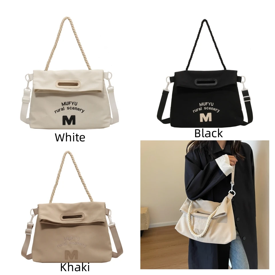 Women's Leisure Canvas Shoulder Bags Simplicity Large-capacity Ladies Fashion Versatile Travel Handbags Student Commute Tote Bag