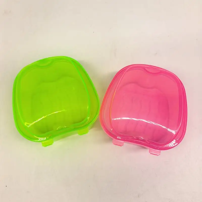 Shaped Denture Case With Drainage Tray Leak Proof Lid Portable For Daily Travel Dental Storage Container