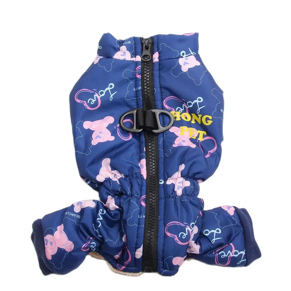 Dog Cat Warm Jumpsuit Hoodie Windbreak Apparel Bear& Zipper Design Pet Winter Coat Jacket Outfit