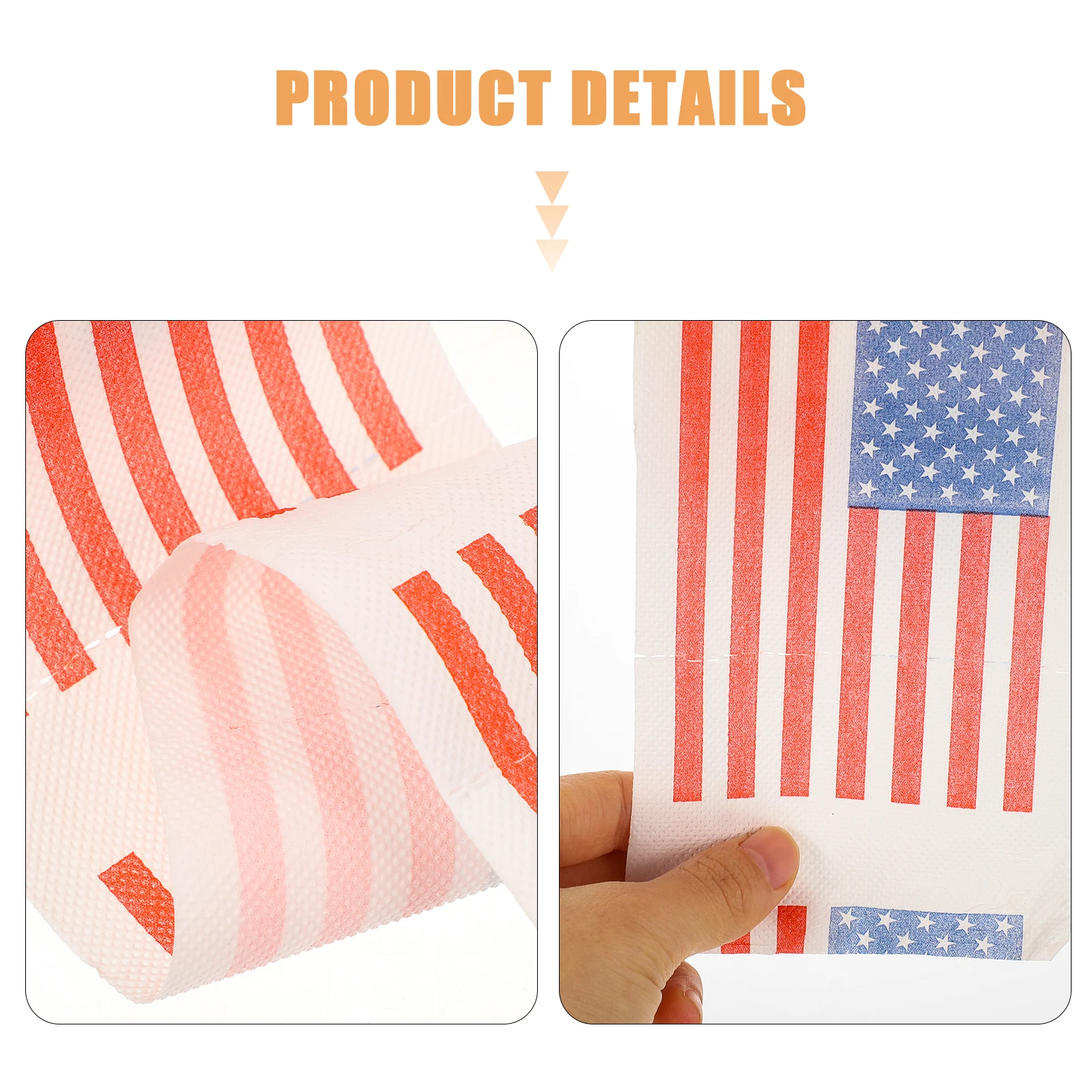 

2pcs American Printed Toilet Paper 10x10cm American Flag Roll Paper 150 Sheets 3 Layers Bathroom Tissue Napkin Papers