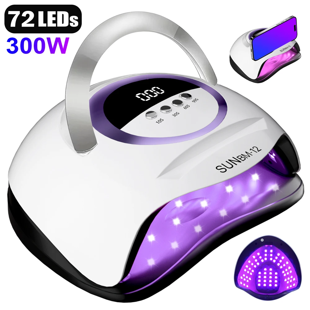 

300W UV LED Nail Dryer Lamp Professional UV Nails Lamp for Nails Manicure 72 Beads Fast Curing Gel Polish Drying Lamp